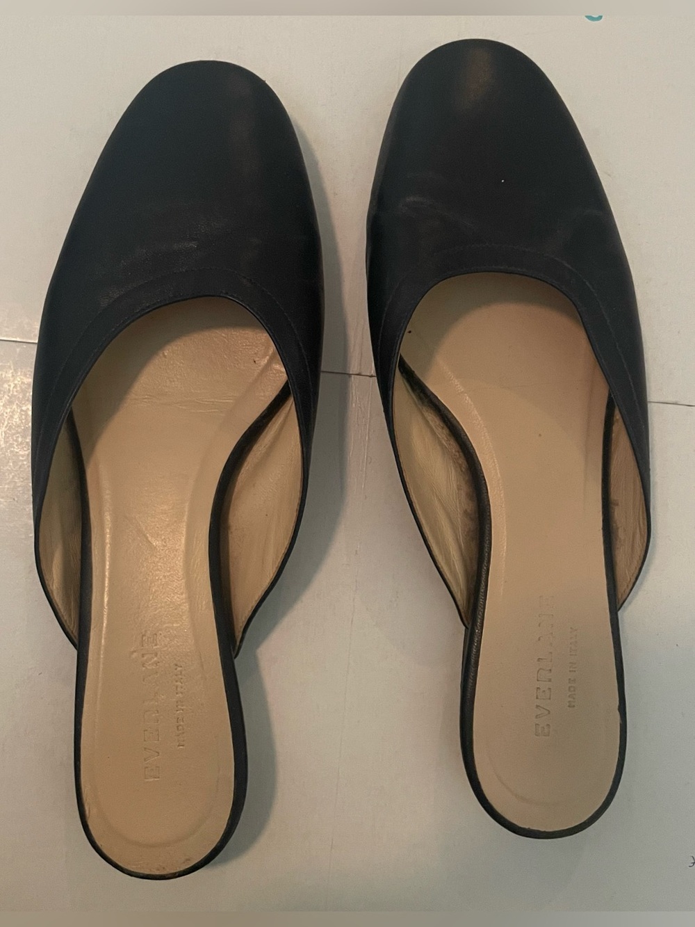 Everlane Women’s Navy Blue Italian Leather Slides